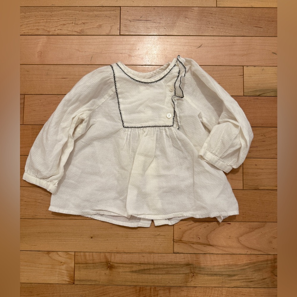 Bonpoint White Blouse with Black Accents